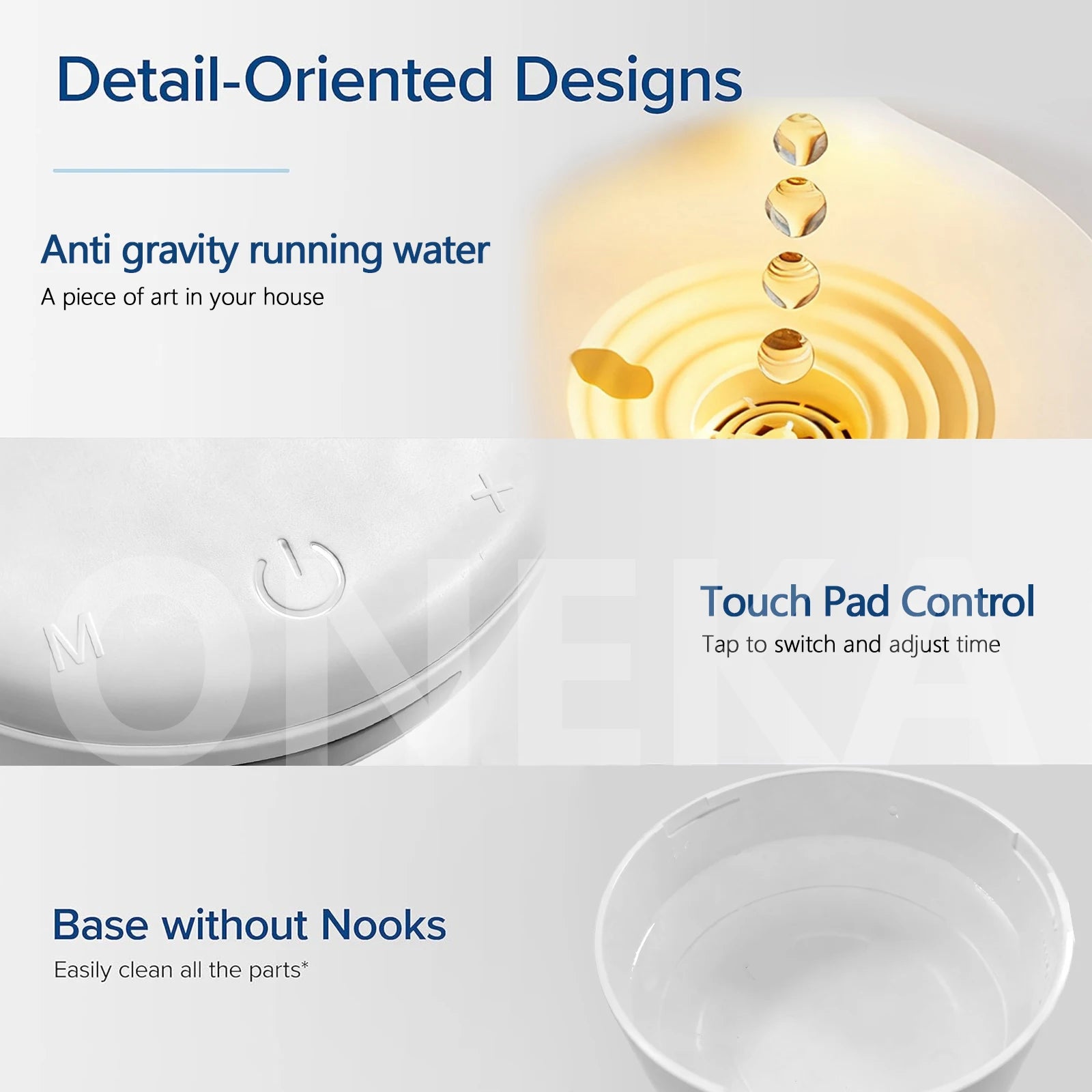 جهاز ترطيب الهواء Loomi Oneka™ المضاد للجاذبية مع ساعة رقمية